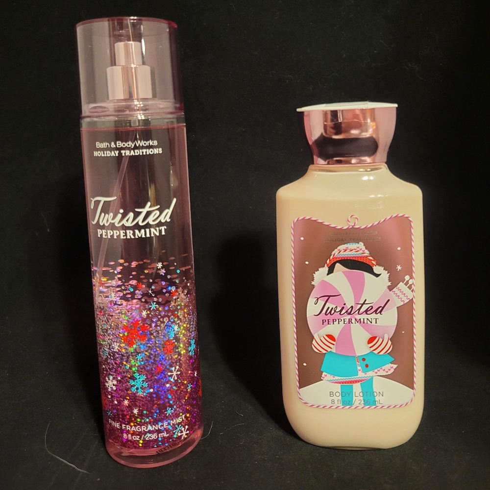 NWT Bath & BodyWorks Twisted Peppermint 8 fl oz Body Lotion / Fragrance Mist